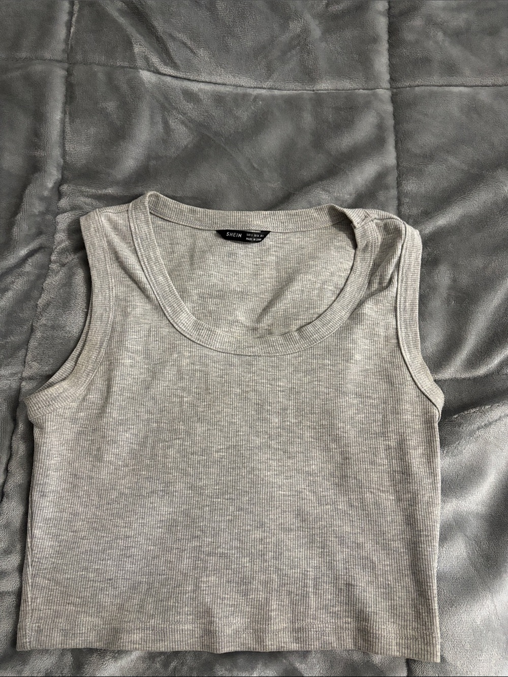 SHEIN Light Gray Ribbed Tank Top